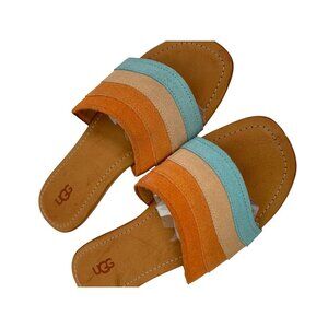 Ugg Ximena Leather Suede Multicolor Slide Sandals Size 8 Y10668